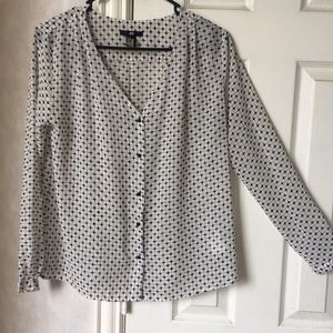 H&M blouse; navy & cream